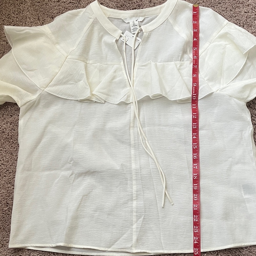 H&M Flounced Ivory Ruffle Blouse Size L NWT - Picture 6 of 6